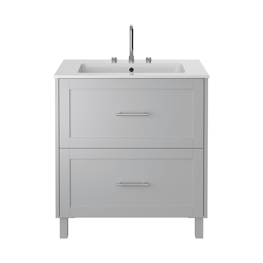Cut out image of the Heritage Lynton 800mm Dove Grey Freestanding Vanity Unit, Basin & Handle Pack